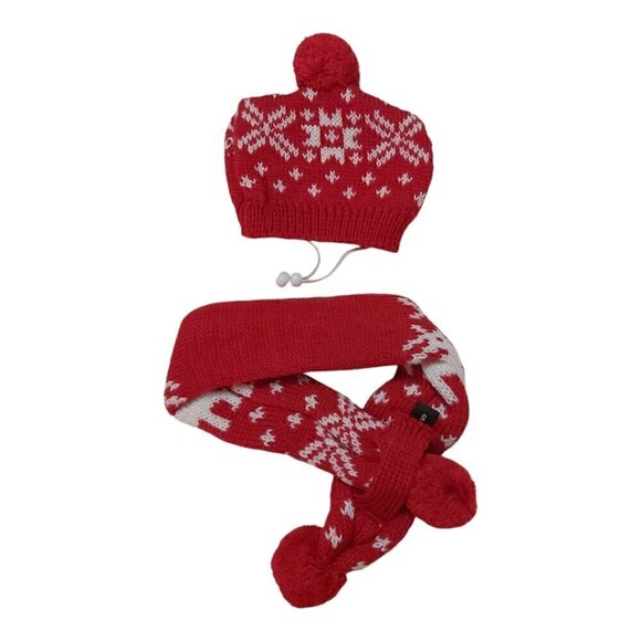 Cat Christmas Snowflake Scarf & Hat Set Costume for Small Pets Puppy, Red Small - Picture 3 of 9